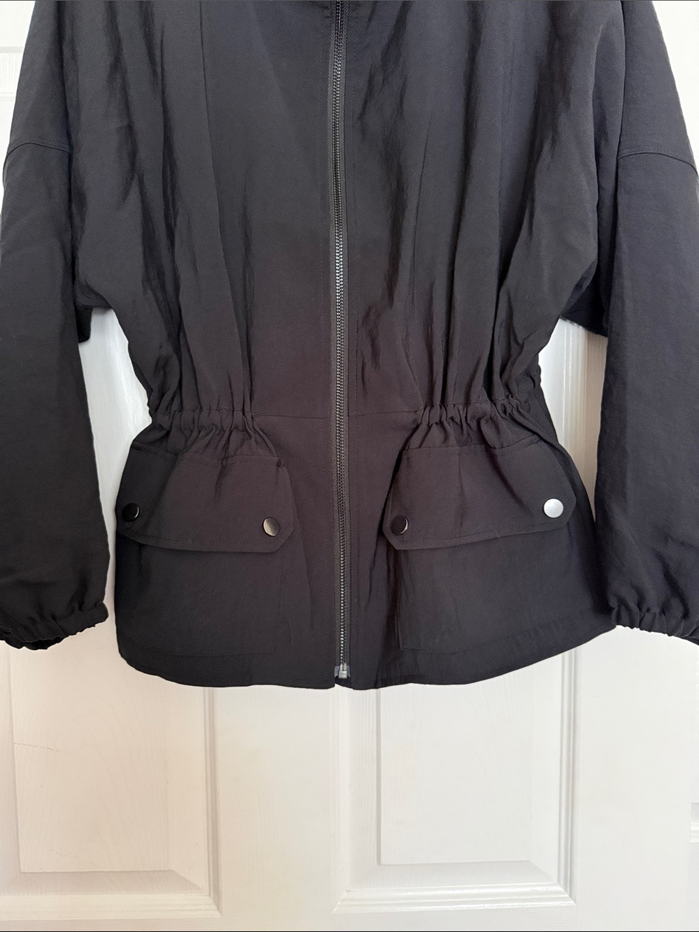Simply Vera Wang Black Cinched Waist Funnel Neck Jacket S - Picture 3 of 7